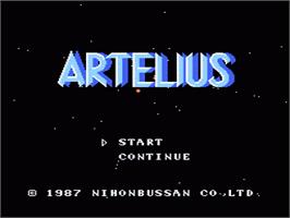 Title screen of Artelius on the Nintendo NES.