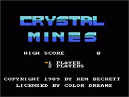 Title screen of Crystal Mines on the Nintendo NES.