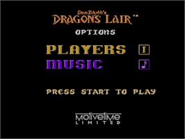 Title screen of Dragon's Lair on the Nintendo NES.