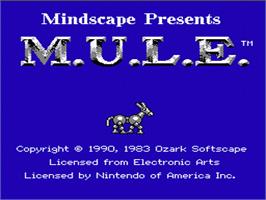 Title screen of MULE on the Nintendo NES.