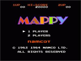 Title screen of Mappy on the Nintendo NES.