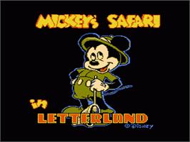 Title screen of Mickey's Safari In Letterland on the Nintendo NES.