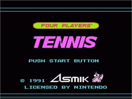 Title screen of Top Players' Tennis on the Nintendo NES.