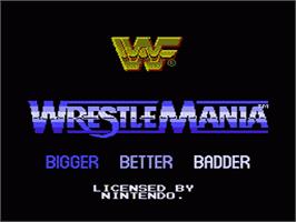 Title screen of WWF Wrestlemania on the Nintendo NES.