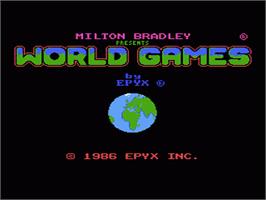 Title screen of World Games on the Nintendo NES.