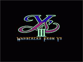 Title screen of Ys III: Wanderers from Ys on the Nintendo NES.