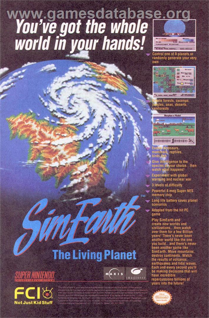 Sim Earth: The Living Planet - Nintendo SNES - Artwork - Advert