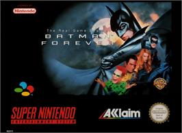 Box cover for Batman Forever on the Nintendo SNES.