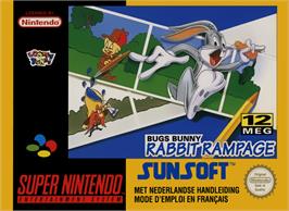 Box cover for Bugs Bunny Rabbit Rampage on the Nintendo SNES.