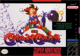 Box cover for Kid Klown in Crazy Chase on the Nintendo SNES.