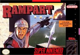 Box cover for Rampart on the Nintendo SNES.