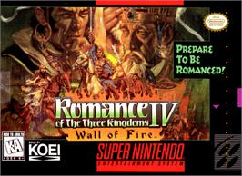 Box cover for Romance of the Three Kingdoms IV: Wall of Fire on the Nintendo SNES.