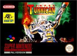 Box cover for Super Turrican on the Nintendo SNES.