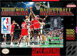 Box cover for Tecmo Super NBA Basketball on the Nintendo SNES.