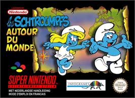 Box cover for The Smurfs Travel the World on the Nintendo SNES.