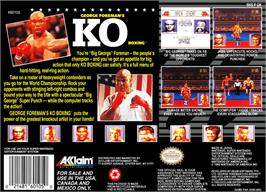 Box back cover for George Foreman's KO Boxing on the Nintendo SNES.