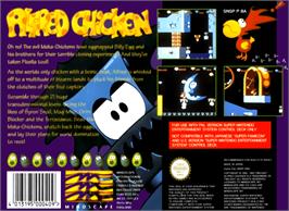 Box back cover for Super Alfred Chicken on the Nintendo SNES.