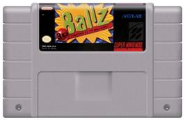Cartridge artwork for Ballz 3D on the Nintendo SNES.
