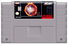 Cartridge artwork for NBA Jam Tournament Edition on the Nintendo SNES.