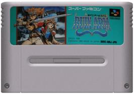 Cartridge artwork for Ruin Arm on the Nintendo SNES.
