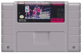 Cartridge artwork for Tecmo Super NBA Basketball on the Nintendo SNES.