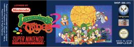 Top of cartridge artwork for Lemmings 2: The Tribes on the Nintendo SNES.