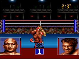 In game image of George Foreman's KO Boxing on the Nintendo SNES.
