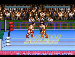 In game image of Natsume Championship Wrestling on the Nintendo SNES.