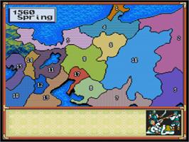 In game image of Nobunaga's Ambition on the Nintendo SNES.