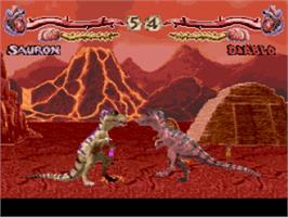 In game image of Primal Rage on the Nintendo SNES.