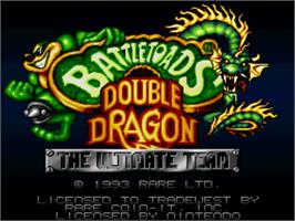 Title screen of Battletoads & Double Dragon: The Ultimate Team on the Nintendo SNES.