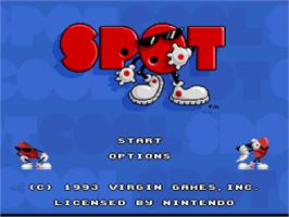 Title screen of Cool Spot on the Nintendo SNES.