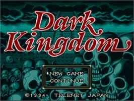 Title screen of Dark Kingdom on the Nintendo SNES.