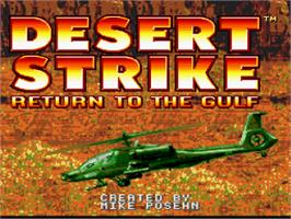 Title screen of Desert Strike: Return to the Gulf on the Nintendo SNES.
