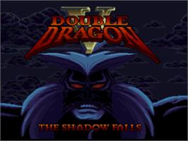 Title screen of Double Dragon V: The Shadow Falls on the Nintendo SNES.