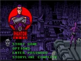 Title screen of Phantom 2040 on the Nintendo SNES.