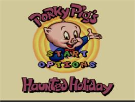 Title screen of Porky Pig's Haunted Holiday on the Nintendo SNES.