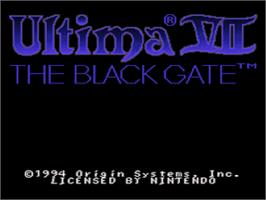Title screen of Ultima VII: The Black Gate on the Nintendo SNES.