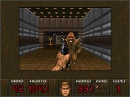 In game image of Doom on the Panasonic 3DO.