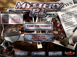 Title screen of Mystery PI - The Lottery Ticket on the PopCap.