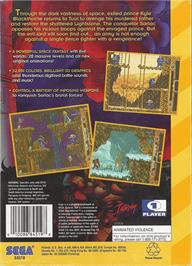 Box back cover for Blackthorne on the Sega 32X.