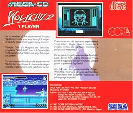 Box back cover for Wolfchild on the Sega CD.