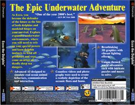 Box back cover for Ecco the Dolphin: Defender of the Future on the Sega Dreamcast.