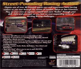 Box back cover for Metropolis Street Racer on the Sega Dreamcast.