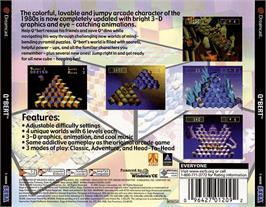 Box back cover for Q*bert on the Sega Dreamcast.
