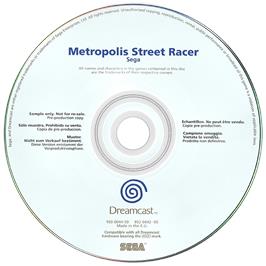 Artwork on the Disc for Metropolis Street Racer on the Sega Dreamcast.