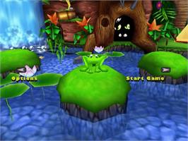 Title screen of Frogger 2: Swampy's Revenge on the Sega Dreamcast.
