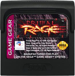 Cartridge artwork for Primal Rage on the Sega Game Gear.