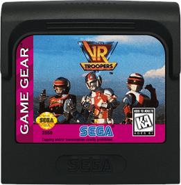Cartridge artwork for Saban's VR Troopers on the Sega Game Gear.