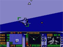In game image of F-15 Strike Eagle on the Sega Game Gear.